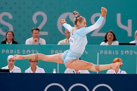 Sabrina Maneca-Voinea competes during the women's artistic gymnastics individual floor finals